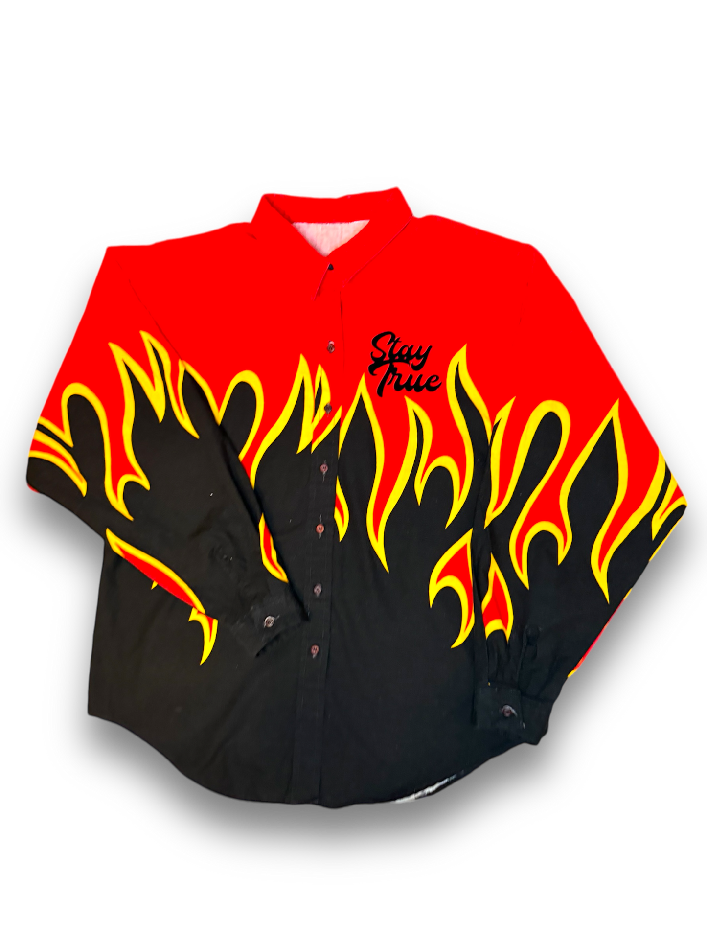 Custom Flamed Stay True Long Sleeve Button-Up